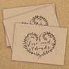 Kraft Love and Thanks Thank You Note Card Pack - Set of 36 cards blank inside - with Kraft envelopes