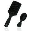 Boar Bristle Brush Set by Everlong, Boar Hair & Nylon Mix Paddle & Mini Brush Duo, Add Shine and Stimulate Scalp, Regular & Travel Size, Safe for Hair Extensions & Wigs