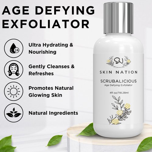 Age Defying Face Scrubber, Invigorating Exfoliating Face Wash, Gently Removes Dull, Dead Skin, Enriching Face Scrubber Exfoliator with Organic Aloe, Tea Tree & Jojoba Beads For Healthy, Bright Skin