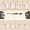 600Pcs Medium Almond Nail Tips - Pre Shaped Soft Gel X Nail Tips Half Matte Full Cover Acrylic Nail Tips Fake Nails Press on False Nails for Nail Extension DIY Salon 12 Sizes