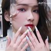 CEWEWP Flower Press on Nails Almond Fake Nails Colorful Gradient Nail Tips Spring Stick on Nails Acrylic Nails Long False Nails Gorgeous Floral Nails Designs Cute Nails for Women and Girls 24 Pcs