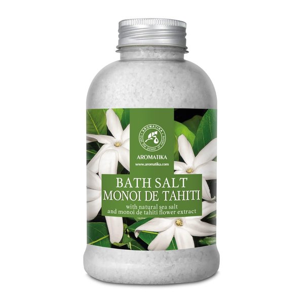 Bath Sea Salt Monoi de Tahiti 21.16 Oz (600g) - Bath Salts with Coconut Essential Oil and Gardenia Flowers Extract for Bath Soak - Relaxing Bath - Good Sleep - Aromatherapy - Sea Salt Bath