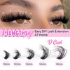 Fluffy 80D Lash Extension Kit DD Curl Eyelash Extension Kit 10-18mm 180pcs Lash Clusters Kit with Lash Bond and Seal Thick Individual Lashes Extension Kit with Eyelashes Tools &Tweezers by TOOCHUNAG