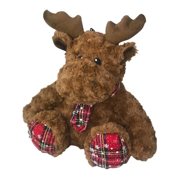 Pet Lou Holiday Plush Dog and Cat Toys, Animal Collections, with Multi-Squeaks and Crinkle Paper (Brown, 15-Inch CHR Reindeer), one Size - 14""" (19172)