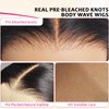 Monaluxe 13x6 Body Wave Lace Front Wigs Human Hair Glueless Wigs Human Hair Pre Plucked Bleached Knots HD Transparent Lace Frontal Human Hair Wigs with Baby Hair for Women 200 Density 20 Inch