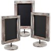 MyGift Set of 3 Tabletop Chalkboard Sign with Torched Wood Frame and Round Base, Decorative Wedding Table Place Card Signage, Rustic Small Kitchen Countertop Memo Board