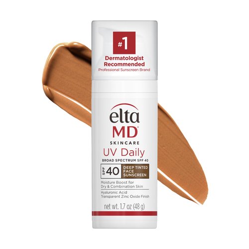 EltaMD UV Daily SPF 40 Deep Tint Face Sunscreen Moisturizer, Tinted Moisturizer for Face with SPF, Great for Dry, Combination, and Normal Skin, 1.7 oz Pump
