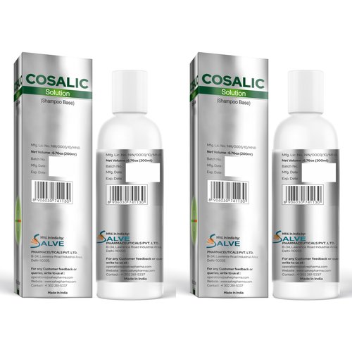 Cosalic Coal Tar and Salicylic Acid Solution Dandruff Free Shampoo with Salicylic Acid for Dry Scalp, Itch Relief, Psoriasis & Seborrheic Dermatitis - 6.8 Fl Oz(Pack of 2)
