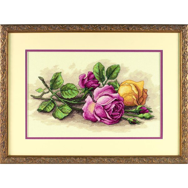 Dimensions 'Rose Cuttings' Floral Counted Cross Stitch Kit, 14'' x 9'', multi-colored, 14 Count