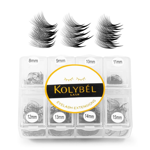 Premade Fans Eyelash Extensions 600 Fans 10D Handmade Volume Lashes Extensions 0.07mm Thickness 8-15mm D Curl Premade Volume Eyelash Extension Middle Stem Promade Lashes(600Fans-10D-0.07D,8-15mm)