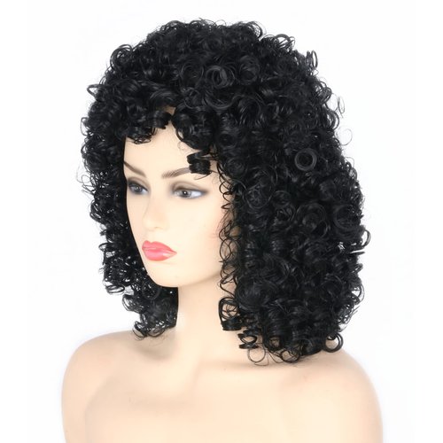 Topcosplay Womens Short Curly Wigs for Black Women Afro Kinky Curls Synthetic Wig for African American Women (Black)