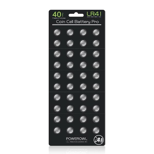 POWEROWL High Capacity LR41 Batteries 40 Pack, AG3 L736 392 384 192 Premium Alkaline Battery 1.5V Button Coin Cell Batteries