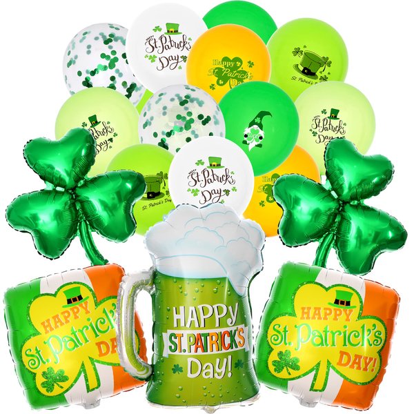 KatchOn, St Patricks Day Balloons 25 Pieces - St Patricks Day Decorations | Shamrock Balloons, Saint Patricks Day Decorations | St Patricks Balloons Garland, Clover Balloons | Shamrock Decorations