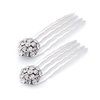 Small Decorative Hair Comb Mini Cluster Rhinestone Crystal Bridal Hair Comb, Set of Two, White