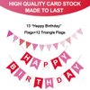 GOSUOA Red Happy Birthday Banner with 12Pcs Pennant Banner Flags,Paper Happy Birthday Bunting Banner for Kids Adults Birthday Party Supplies