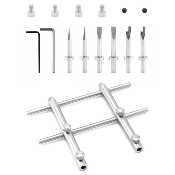 QWORK Camera Lens Openning Repairing Tool Kit, DSLR Camera Tool Set, 3/8" to 3-15/16" Lens Repair Set, Anti-Magnetic 3 Tips, 6 Screws and 2 Hexagon Wrench for Canon Nikon Sony Olympus Camera