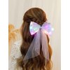 JONKY Light Up Bow Hair Clips Veil Hair Barrettes Led Bows Headdress Bowknot Hairpin Short Tulle Party Hair Accessories for Women and Girls