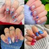 3Box Independence Day Star Glitter 4th of July Nail Art Sequins Holographic Chunky Nail Glitter Sequins Star Hexagon Nail Flake Hollow Star Circles Confetti for Women Nail Supplies Manicure Decor