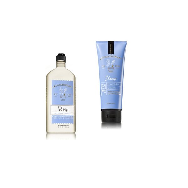 Bath & Body Works - Aromatherapy -Sleep - Lavender Vanilla – Bundle - Body Wash & Foam Bath 10oz. & Body Cream 8 oz