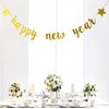 Starsgarden Happy New Year Banner for NYE Decorations 2024 - Gold Glitter | Happy New Year Sign for 2024 New Years Decorations | New Years Eve Party Supplies 2024
