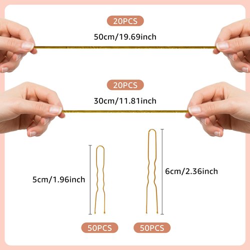 Blonde Hair Nets for Ballet Buns,40Pcs Invisible Hair Nets with 100Pcs U Shaped Hair Pins for Buns Dance Ballet Bun Hair Net Set Elastic Edges Mesh Hairnets Invisible Ballet Hair Net for Women(Gold)