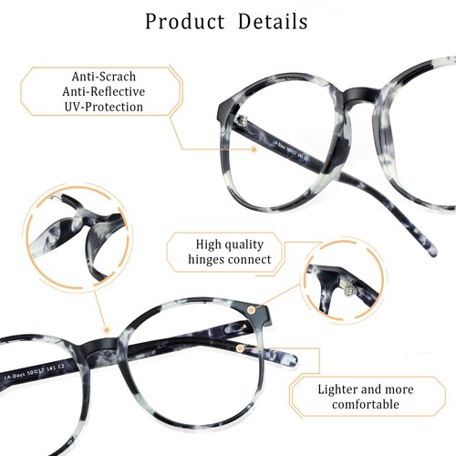 LifeArt Bifocal Reading Glasses with Round Lenses, Blue Light Blocking Glasses, Gaming Glasses, TV Glasses for Women Men, Anti Glare(Black&White, 0.00/+2.25 Magnification)