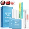 Gel Remover for Nails, 2 Pack Nail Polish Remover with Cuticle Oil Pen And Nail Buffer & Cuticle Pusher Manicure Tools, 3-5 Minutes Professional Quick Remove Polish, No Soaking or Wrapping