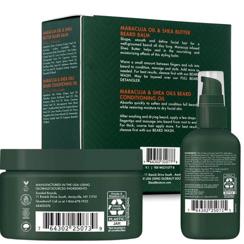 SheaMoisture Beard Oil & Beard Balm - Beard Kit for Men w/Maracuja & Fair Trade Organic Shea Butter, Dry Beard Oil, Softener & Conditioner (2 Piece Set)