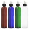 BRIGHTFROM Twist Top Applicator Bottles, 8 OZ Multicolored Squeeze Empty Plastic Bottles, Black Nozzle, BPA-Free, PET, Refillable, Open/Close Nozzle - Multi Purpose (4 Pieces)