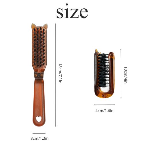 2 Pack Portable Travel Hair Brush,Foldable Hair Comb Mini Folding Hair Comb Brushes for Women with Long Curly Hair and Dry or Wet Hair