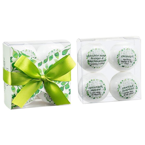 Tranquility Home Spa Bath Gift Basket Bath Bombs Stocking Stuffer Holiday Bath Fizzies Set - Coconut, Cucumber Melon, Vanilla, and Sandalwood - Luxury Bath & Body Set for Women, Gifts for Women