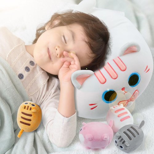 White Cat Plush, 5 PCS Cat Plush Stuffed Animal Family, 16" White Cat Mommy White Cat with 4 Baby Kittens Cat Plushies for Kids, Kawaii Cat Plush Toy Christmas Birthday Gifts for Kids Boys Girls