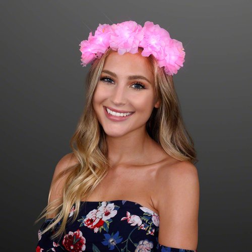 Pink Light Up Festival Flower Crown Headband with LED Lights