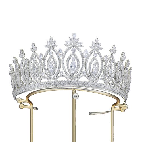 QXMYOO Luxury Cubic Zirconia BrideTiara and Crowns for Women Silver CZ Bridal Headpiece for Wedding Prom Birthday Pageant Quinceanera (Silver)