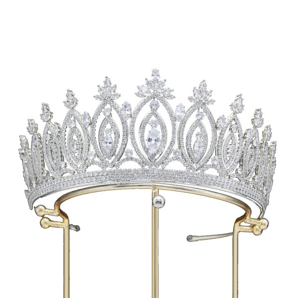 QXMYOO Luxury Cubic Zirconia BrideTiara and Crowns for Women Silver CZ Bridal Headpiece for Wedding Prom Birthday Pageant Quinceanera (Silver)