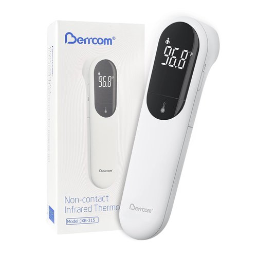 Berrcom No-Touch Forehead Thermometer for Adults, Kids, and Babies, Digital Infrared Medical Thermometers with Fever Alarm, LED Display, Dual Probe Technology
