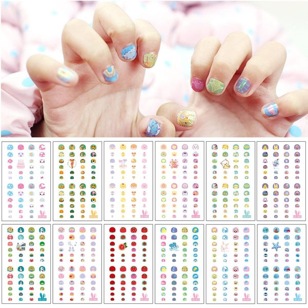 EBANKU 12 Sheets Nail Wraps for Kids with Nail File, Self Adhesive 3D Fruits Moon Crowns Rainbow Ice Cream Animals Lovely Decals 550+ Cute Nail Stickers for Toddler Kids Girls Holiday Nail Art Decals