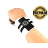 Wrist Wraps (Professional Quality) Spot Lion Fitness: Powerlifting, Bodybuilding, Weight Lifting Wrist Supports for Weight Training - White with Black Stripes