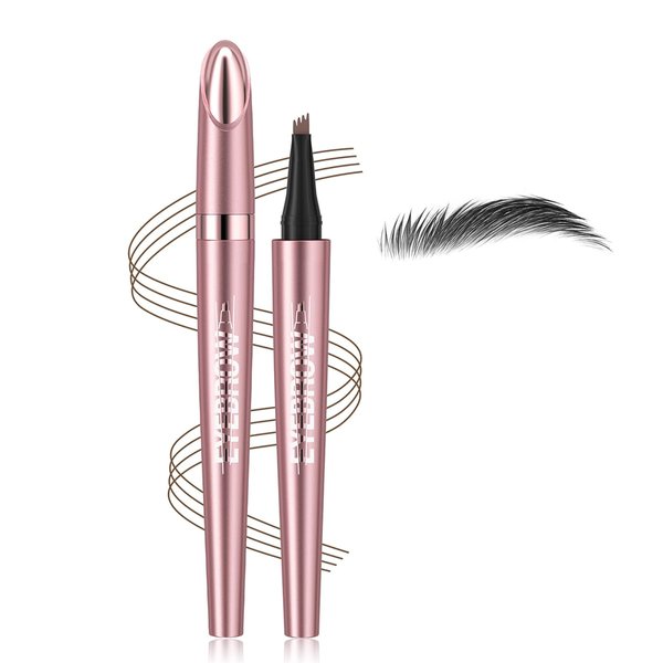 Eyebrow Pencil, Microblade Eyebrow Pen, 4-tip Microblading Eyebrow Pen, Waterproof Eye Brow Pencils for Women, Eye Makeup, Long-Lasting Micro 4-point Brow Pen (Black)