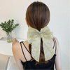 2 PACK Floral Hair Bows Clips for Women Girls,Big Pearl Hair Bow Clip with Tail, Flower Bowknot Hair Barrettes Apricot Ribbon Hair Accessories for Hair Bride Wedding