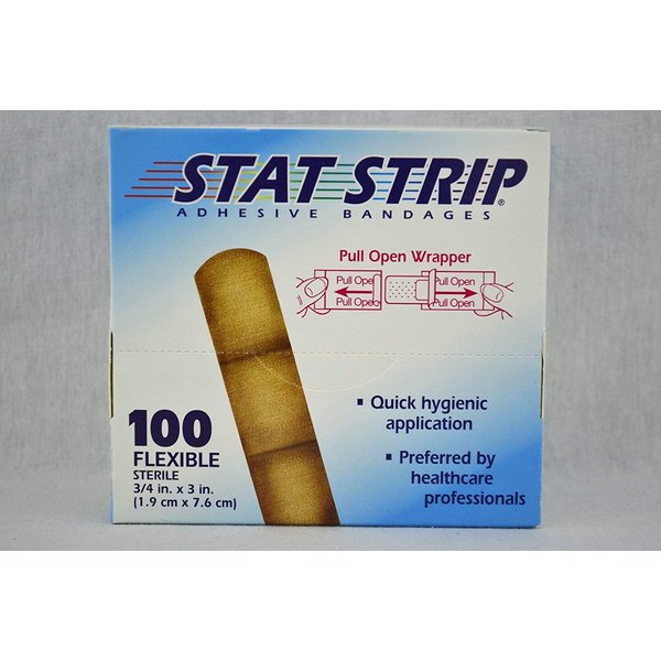 Aso LLC STAT STRIP ADHESIVE BANDAGES - Fabric, 3/4" x 3" - Model DER 15210 - Box of 100