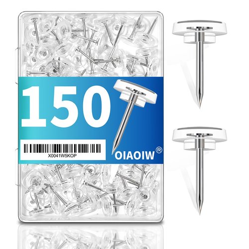 150 PCS Clear Push Pins Tacks Count in Reusable Box for Bulletin Boards and Wall Displays Heavy Duty Plastic Head