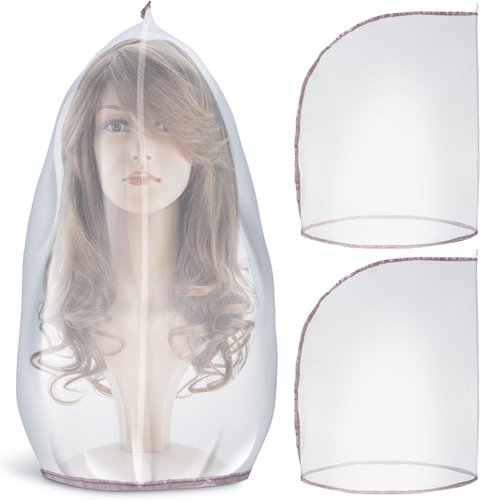 Hillban 3 Pcs Nylon Wig Storage Bags Wig Packaging Bags Wig Bags to Protect from Dirt and Dust Bundles Hair Extension Storage for Home Travel Salon Use