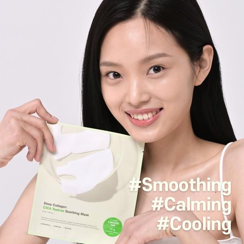 SUNGBOON EDITOR Deep Collagen CICA Teatree Soothing Overnight Mask 37gx4ea | The real collagen 2,160,000ppb | Facial Hydrogel Masks with low molecular weight collagen for elasticity and soothing