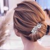 Iaceble Wedding Bridal Hair Comb Rhinestone Leaf Hair Combs Gold Pearl Side Comb Headpiece Bridesmaids Leaf Hair Comb Decorative Hair Accessories for Women and Girls Headdress