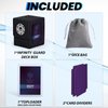 Infinity Guard Deck Box with Commander Display for 100+ Double Sleeved Cards, Denim Magnetic Card Storage Box Fits for TCG CCG Magic Cards (Black&Purple)