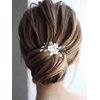 Catery Flower Bride Wedding Hair Comb Silver Small Side Comb Blue Crystal Bridal Hair Piece Hair Jewelry Bridal Hair Accessories for Women and Girls