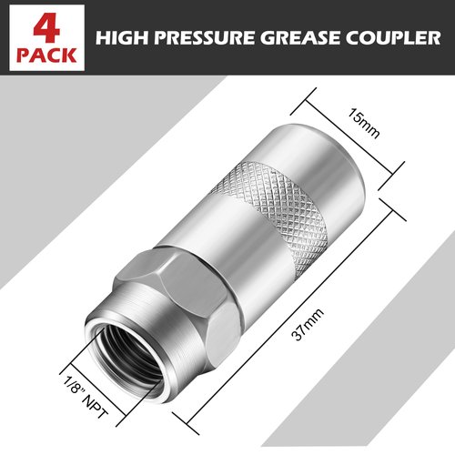 Meonum 4 PCS Grease Gun Couplers, Grease Gun Tip Replacement Grease Gun Needle Tip, 1/8 Inch Grease Gun Needle Tip, Grease Gun Fittings