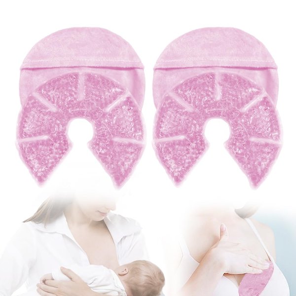 Hot Cold Gel Bead Breast Therapy Pack,Breast Ice Packs for Breastfeeding,Relief for Breastfeeding,Nursing Pain, Mastitis,Engorgement,Plugged Ducts, Boost Milk Let-Down & Production(#19 Pink)