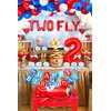 Two Fly Birthday Party Decoration Two fly for little guy Birthday Balloons Time Flies Birthday Decoration Airplane Birthday Party Decoration Airplane Birthday Banner (red)
